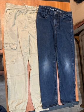 Lot of 2 Boys Pants Size 10/M: Cargo Joggers & Stretch Denim Jeans